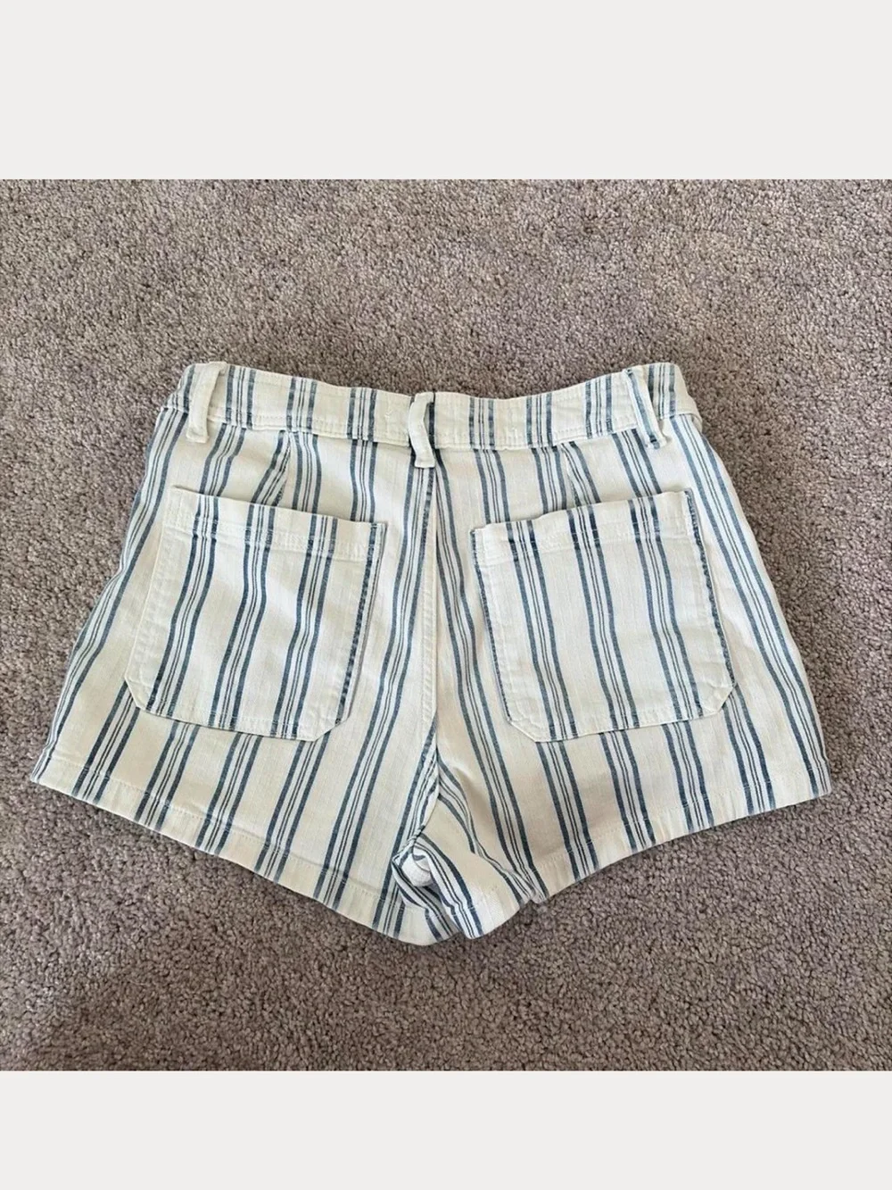 Universal Thread Cream Shorts with Blue Vertical Stripes